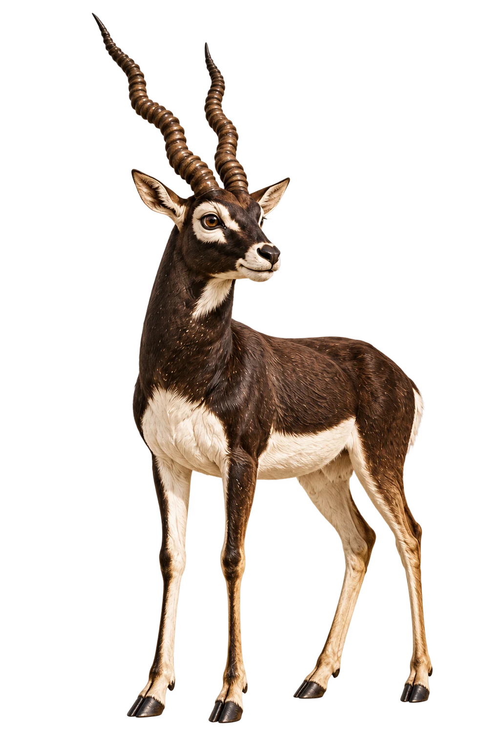 Naturalistic adult male blackbuck standing alert
